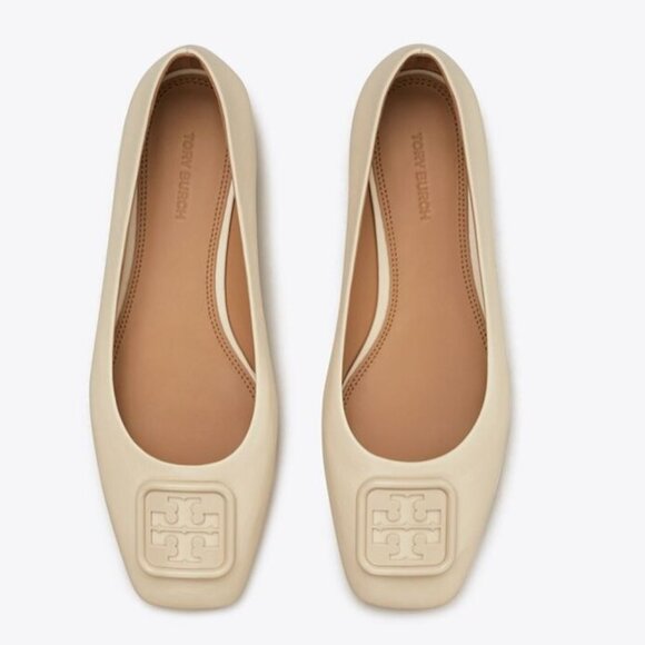 Brand New TORY BURCH sz 10 Beige wrinkle free Leather Ballet Flat Shoes 86721 - Picture 1 of 3